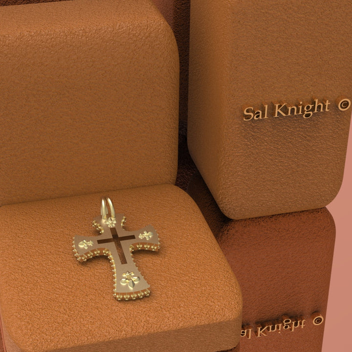 templar cross fleur de lis 18K