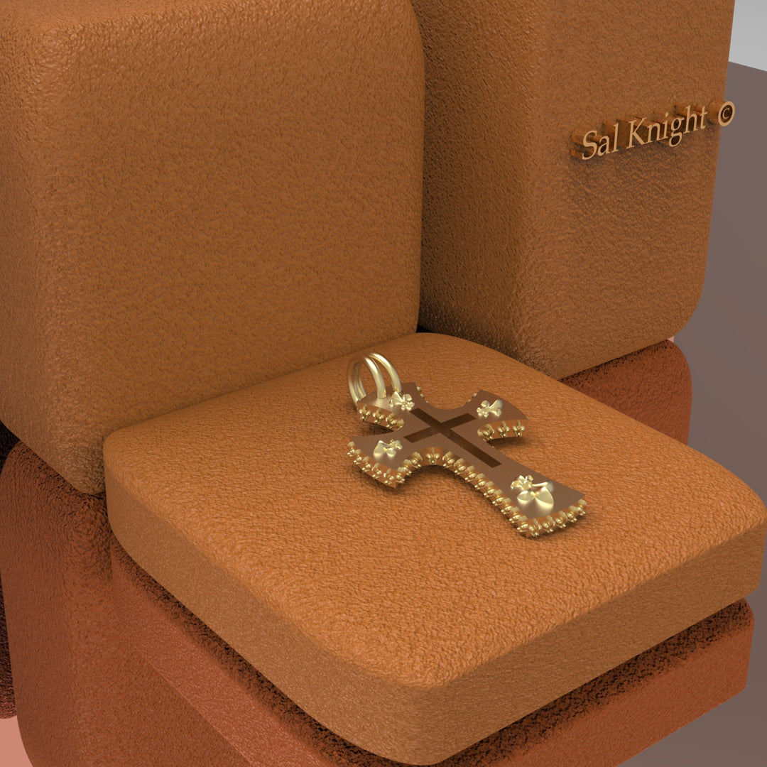 templar cross fleur de lis 18K