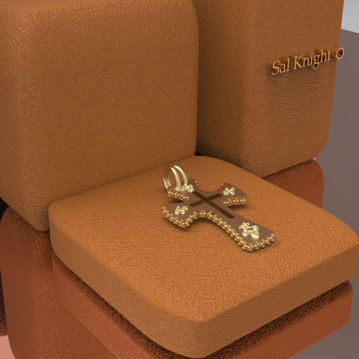 templar cross fleur de lis 18K