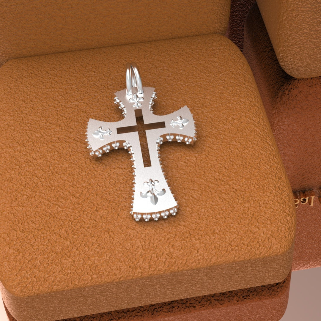 templar cross fleur de lis 18K