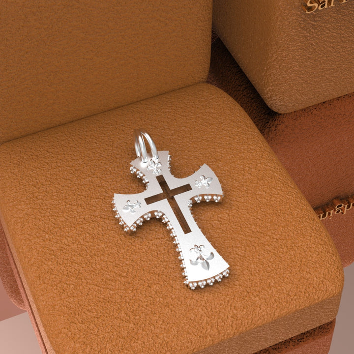 templar cross fleur de lis 18K