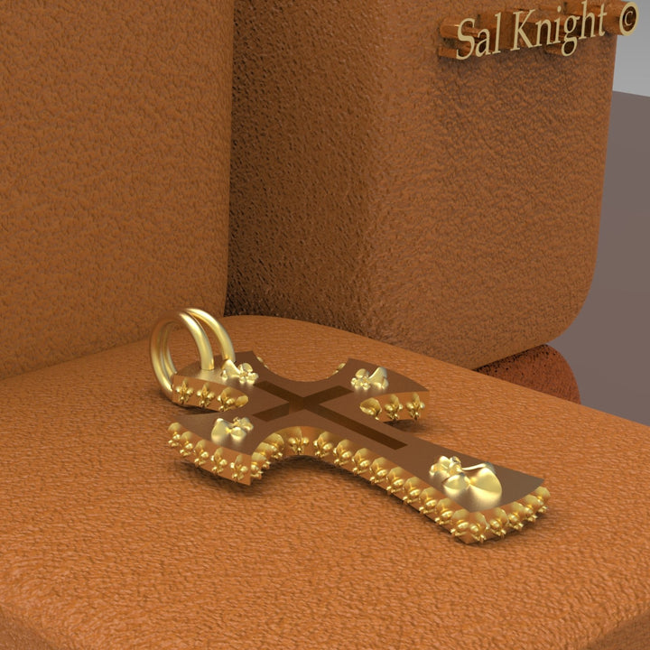 templar cross fleur de lis 18K