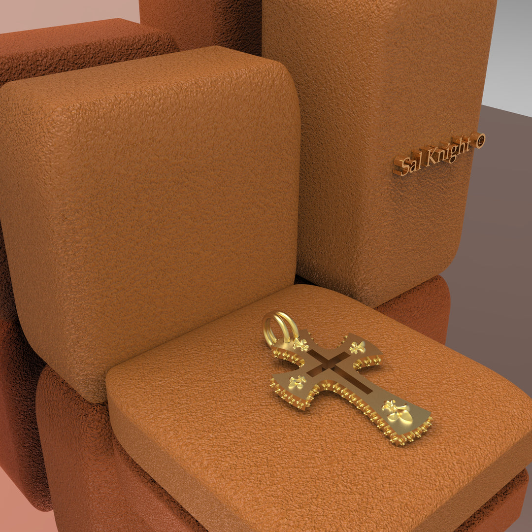 templar cross fleur de lis 18K